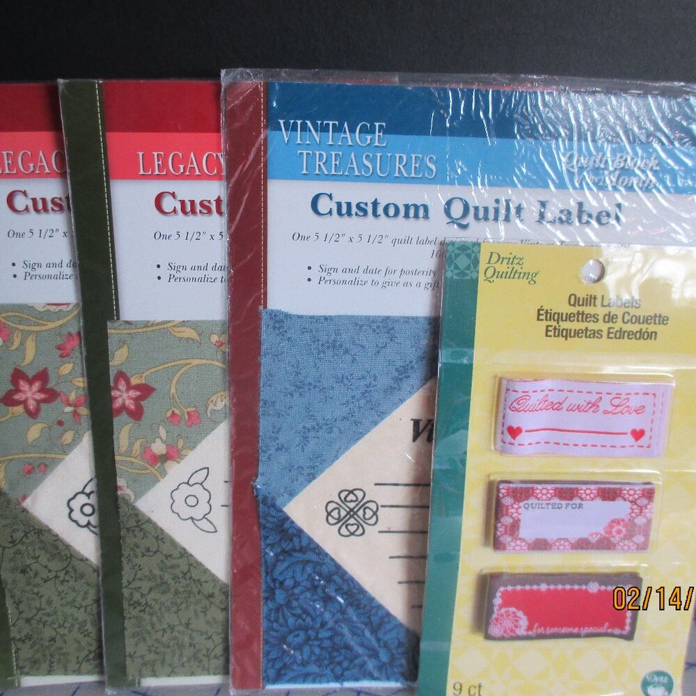 4 VINTAGE QUILT LABELS-NEW-SEALED